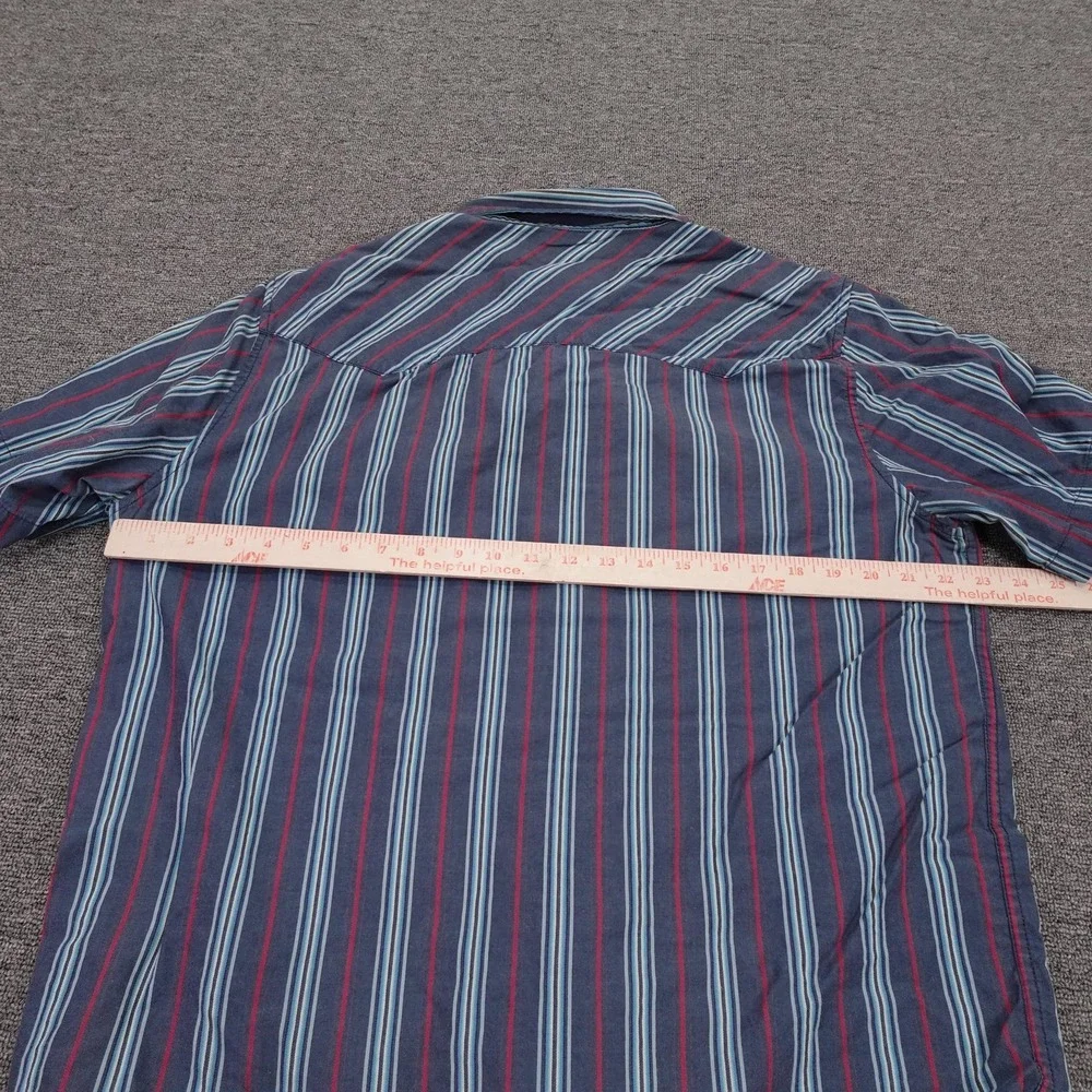 Vintage Levi's Shirt Mens Large Blue Stripe Long Horn Western Snap